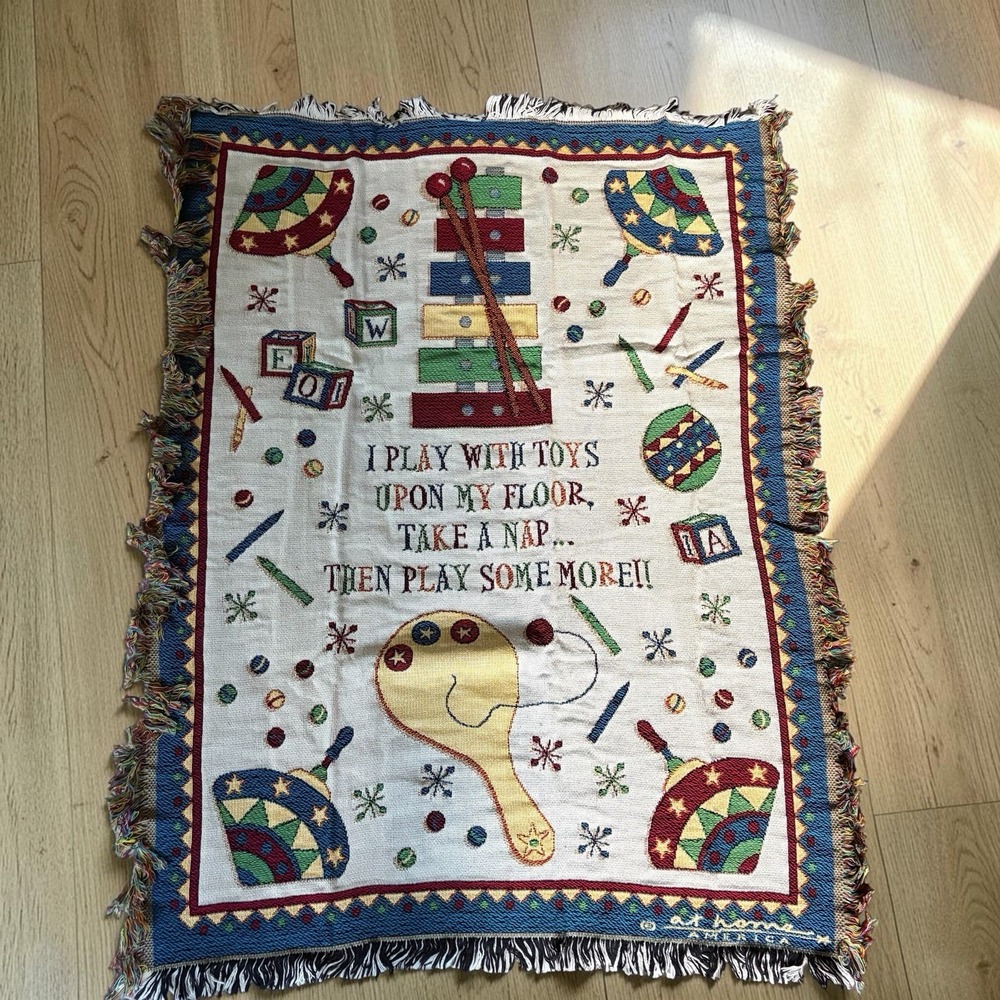 At Home America Tots N Toys Afghan Throw Blanket 36x48 Cotton Made USA New